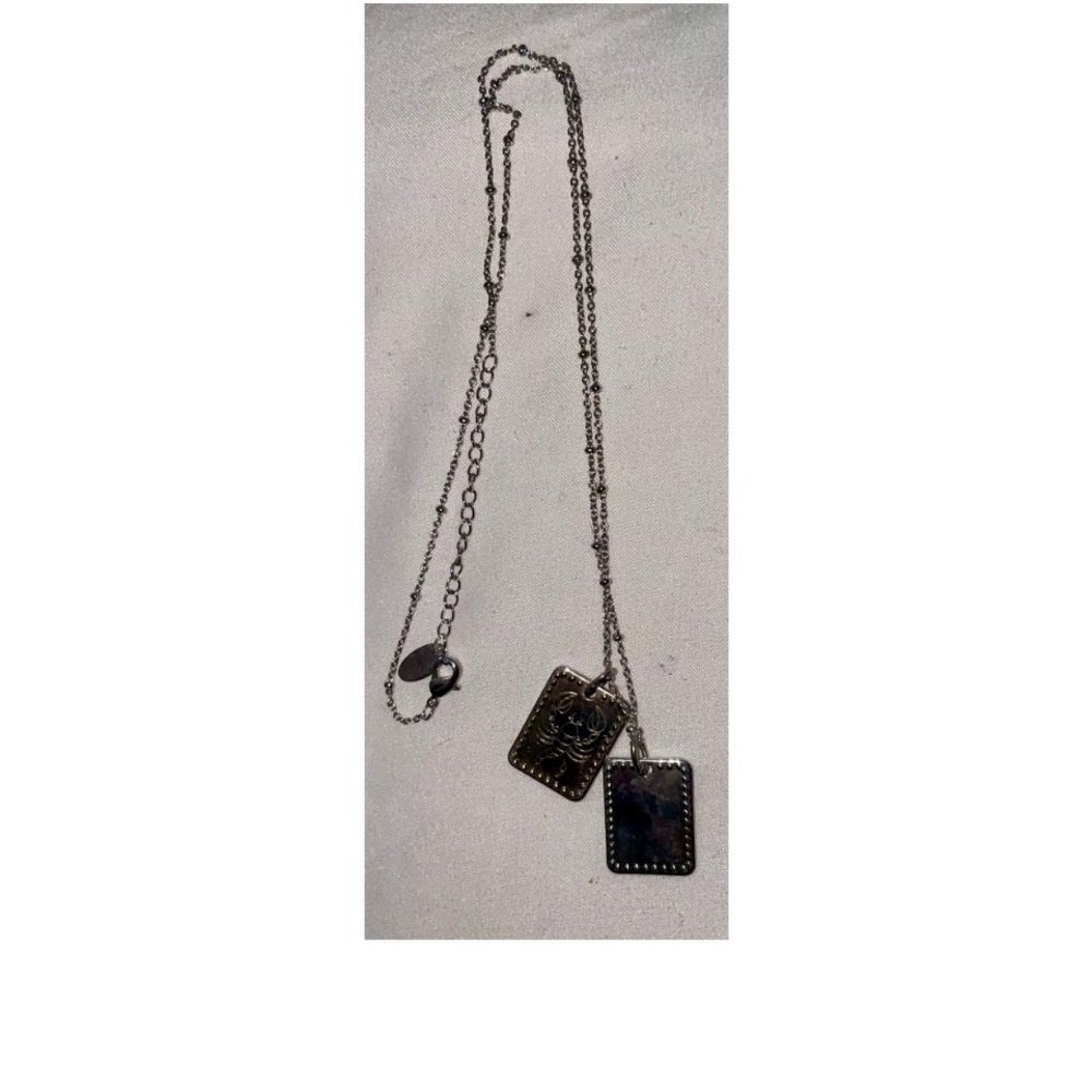 SALE🎈NEW! SUPER CUTE NECKLACE WITH TWO SMALL DOG TAGS WITH SCORPIO SYMBOLS ♏️! - Picture 3 of 5